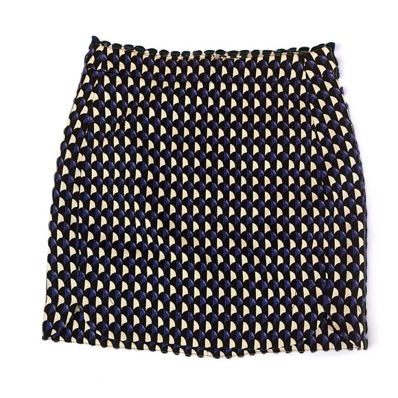 J. Crew Dresses & Skirts - Womens JCrew Blue Black Skirt Short Size 00 Pattern Business Preppy Classic Work